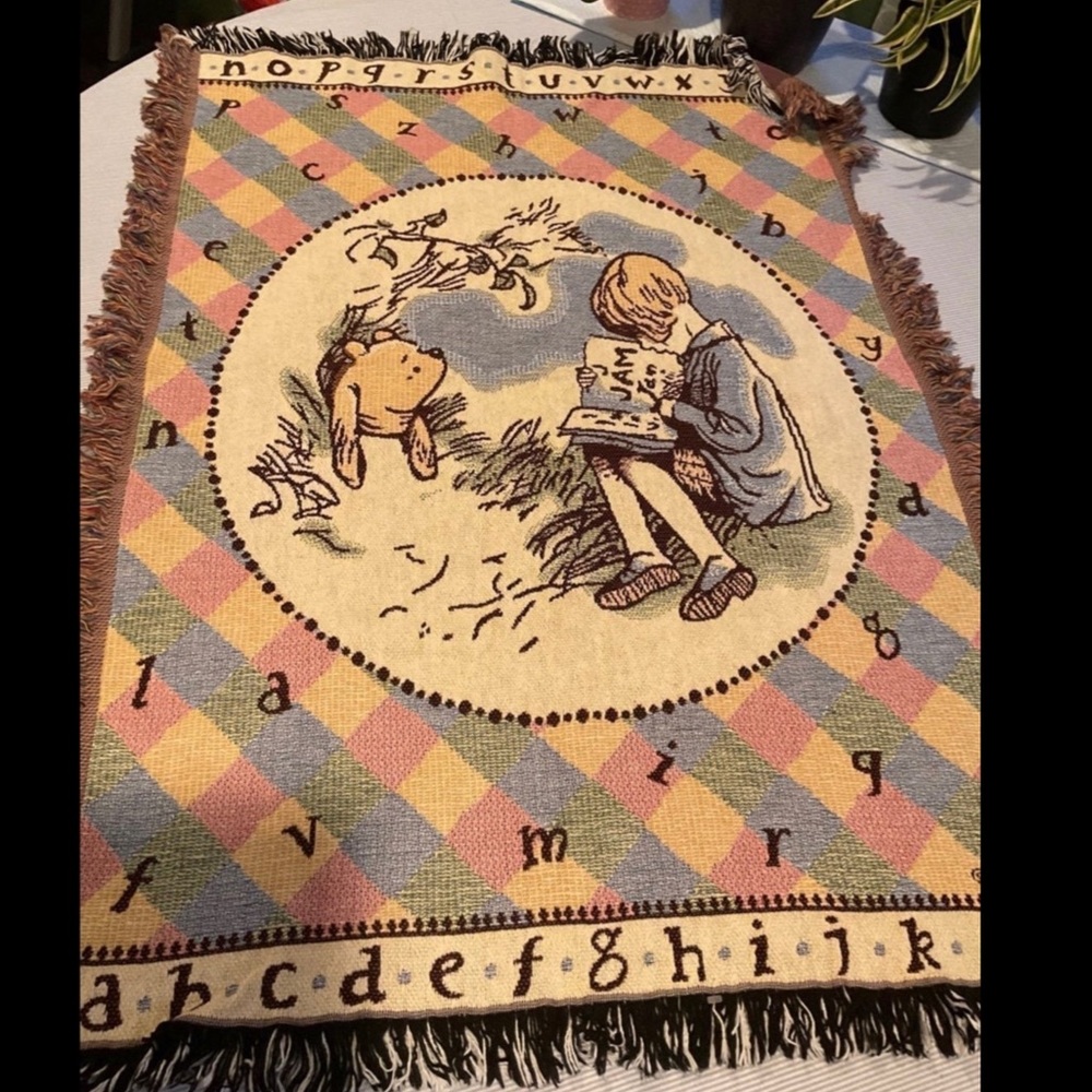 Rare Winnie the Pooh Blanket VINTAGE 100%cotton made in the USA